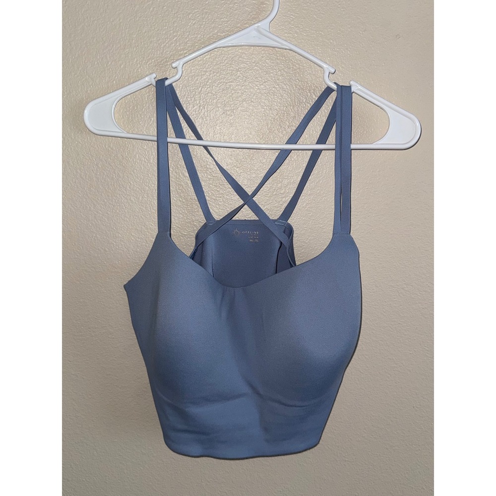 OFFLINE by Aerie Real Me Strappy Back Sports Bra Blue XXL Longline Yoga Top